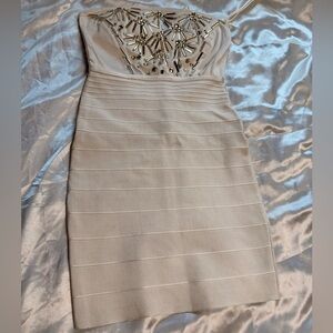 Elegant Cream Embellished Dress